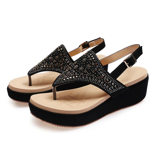 women sandals platform flats ladies clip toe rhinestone thong non slip buckle strap plus size female casual footwear new 2021, Black
women sandals platform flats ladies clip toe rhinestone thong non slip buckle strap plus size female casual footwear new 2021, Black