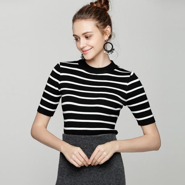 women's sweaters spring and autumn five-point sleeve sweater thin in the sleeves head solid color half-high collar shirt, White;black
women's sweaters spring and autumn five-point sleeve sweater thin in the sleeves head solid color half-high collar shirt, White;black