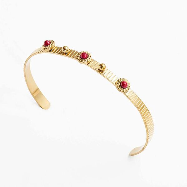 link, chain stainless steel vintage ethnic red stone gold women bracelet bangle jewelry gift for him, Black
link, chain stainless steel vintage ethnic red stone gold women bracelet bangle jewelry gift for him, Black