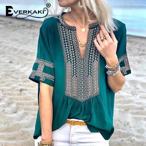 women's t-shirt everkaki bohemian print women summer beach vacation green vintage boho plus size retro t-shirts tees female 2021, White
women's t-shirt everkaki bohemian print women summer beach vacation green vintage boho plus size retro t-shirts tees female 2021, White