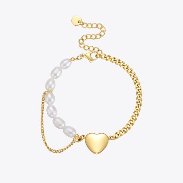 link, chain enfashion natural pearl heart bracelet for women gold color bangle stainless steel fashion jewelry pulseras mujer party b212244, Black
link, chain enfashion natural pearl heart bracelet for women gold color bangle stainless steel fashion jewelry pulseras mujer party b212244, Black