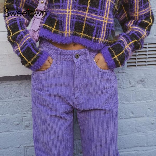sweetown purple corduroy y2k joggers women wide leg pants casual loose vintage 90s aesthetic straight trousers female sweatpants, Black;white
sweetown purple corduroy y2k joggers women wide leg pants casual loose vintage 90s aesthetic straight trousers female sweatpants, Black;white