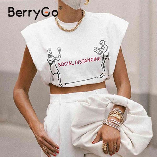 berrygo high street o neck solid t-shirts summer casual letter print shoulder pads t-shirt women fashion cotton sleeveless 210513, White
berrygo high street o neck solid t-shirts summer casual letter print shoulder pads t-shirt women fashion cotton sleeveless 210513, White