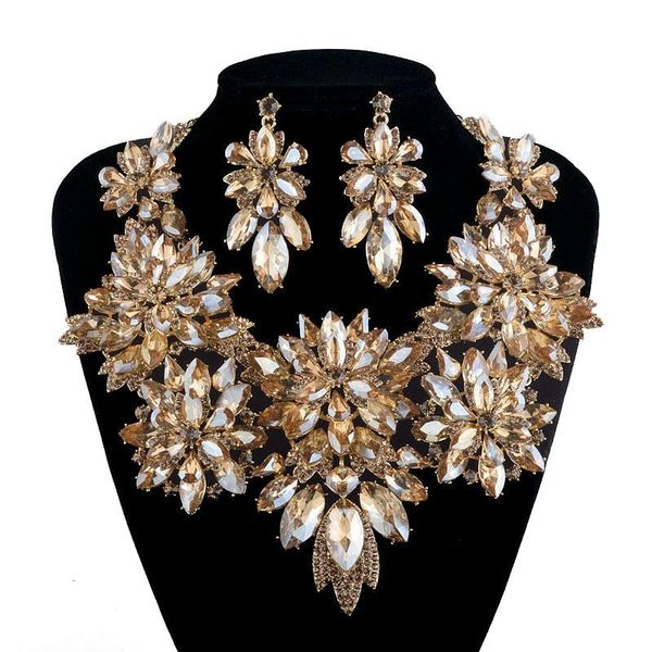earrings & necklace bridal wedding statement jewelry sets rhinestone crystal champagne color for women's party dress accessories, Silver
earrings & necklace bridal wedding statement jewelry sets rhinestone crystal champagne color for women's party dress accessories, Silver