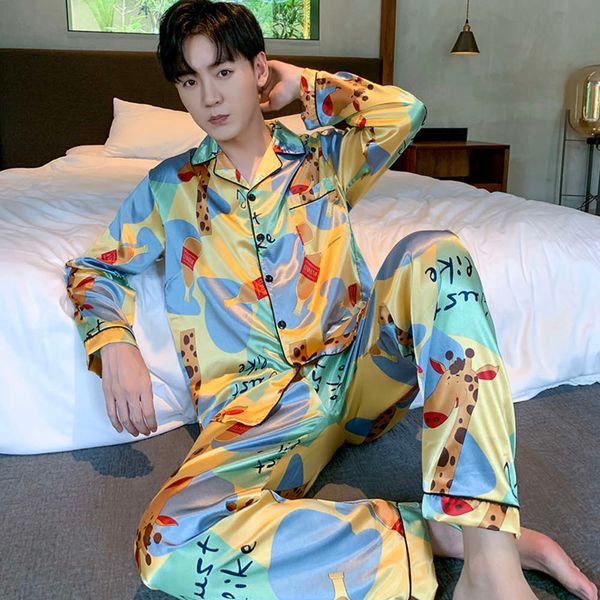 set side men's pajamas herfst elastic waist nightgown men's with long mouwen nightwear print broek homewear, Black;brown
set side men's pajamas herfst elastic waist nightgown men's with long mouwen nightwear print broek homewear, Black;brown
