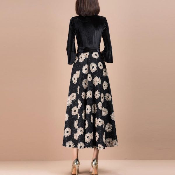 casual dresses summer black spring velvet dress 3d printing lace spliced vintage pleuche maxi vestidos, Black;gray
casual dresses summer black spring velvet dress 3d printing lace spliced vintage pleuche maxi vestidos, Black;gray