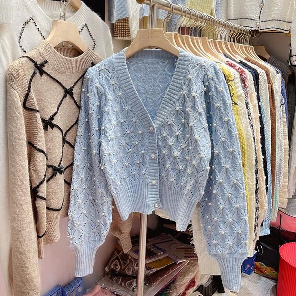 women's knits & tees elegant v-neck bead hollow knitted sweater coat women loose all-matching cropped cardigan 2021 spring autumn fashi, White
women's knits & tees elegant v-neck bead hollow knitted sweater coat women loose all-matching cropped cardigan 2021 spring autumn fashi, White