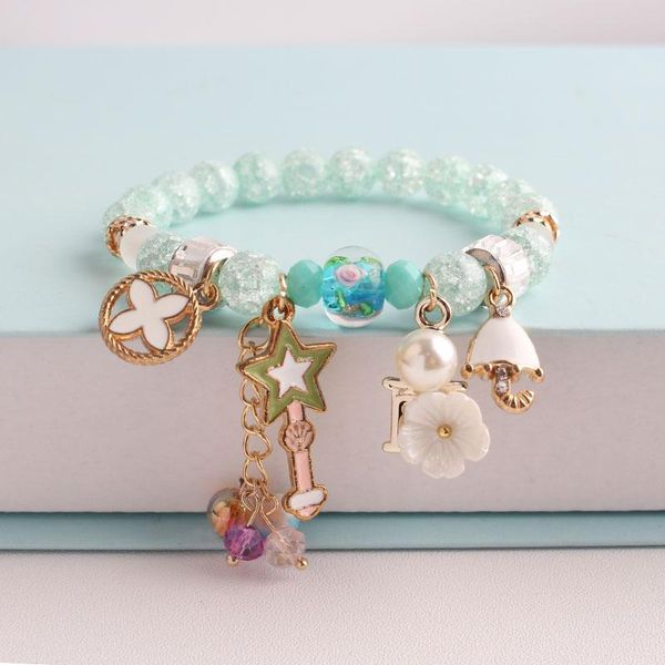 korean sweet fresh romantic flower dancing girl magic wand crown pendant burst beads bracelet for women jewelry charm bracelets, Golden;silver
korean sweet fresh romantic flower dancing girl magic wand crown pendant burst beads bracelet for women jewelry charm bracelets, Golden;silver
