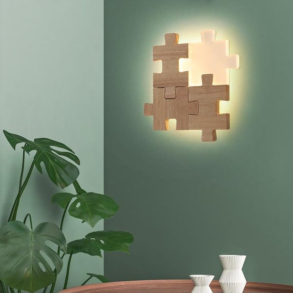 nordic puzzle building blocks wall lamp log resin for living room bedroom bedside