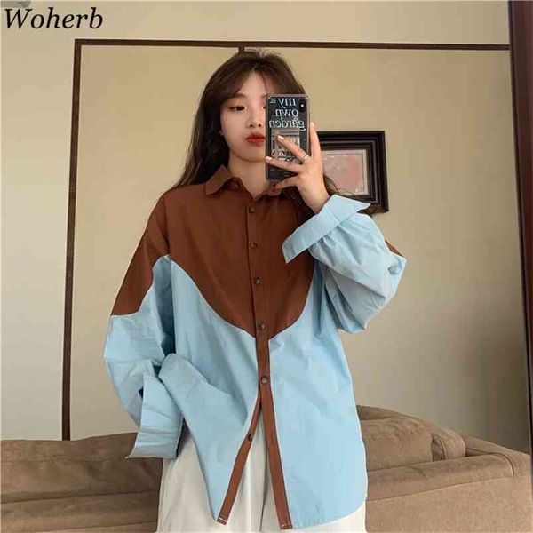 contrast color patchwork blouse women korean fashion chic loose shirt harajuku streetwear long sleeve blusas 210519, White
contrast color patchwork blouse women korean fashion chic loose shirt harajuku streetwear long sleeve blusas 210519, White
