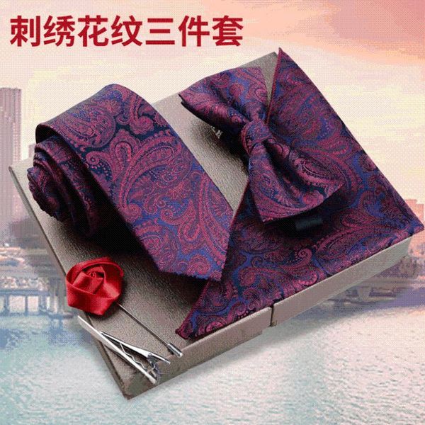 bow ties tie pocket towel embroidery three piece set manufacturer wholesale customized professional business leisure men's su, Black;gray
bow ties tie pocket towel embroidery three piece set manufacturer wholesale customized professional business leisure men's su, Black;gray