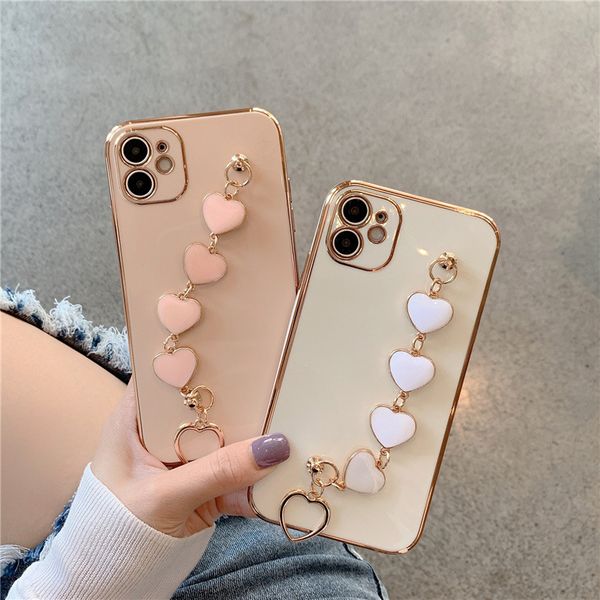 cases for iphone 11 12 pro max case luxury plating soft tpu shell with love heart chain bracelet strap shiny cute pretty protective cover wo
cases for iphone 11 12 pro max case luxury plating soft tpu shell with love heart chain bracelet strap shiny cute pretty protective cover wo
