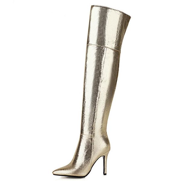 thigh high boots women gold silver over the kne heels women's shoes large size 48 autumn winter, Black
thigh high boots women gold silver over the kne heels women's shoes large size 48 autumn winter, Black