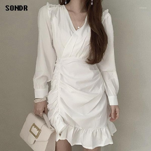 casual dresses korean one-piece irregular pleated dress spring autumn 2021 v-neck long-sleeved ruffle femme french elegant midi, Black;gray
casual dresses korean one-piece irregular pleated dress spring autumn 2021 v-neck long-sleeved ruffle femme french elegant midi, Black;gray