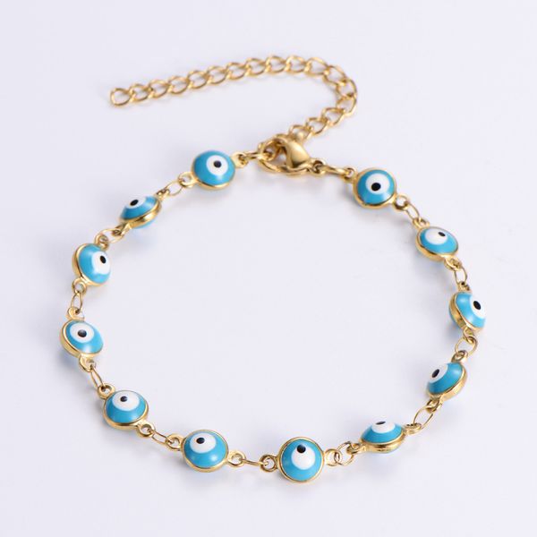 mixed color round turkish devil eye stainless steel chain bracelet gold plated jewelry for men women, Black
mixed color round turkish devil eye stainless steel chain bracelet gold plated jewelry for men women, Black