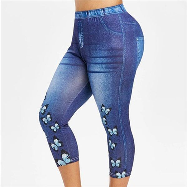 women's leggings 2021 butterfly print women legging imitation cowboy plus size leggins elasticity slim cropped pants, Black
women's leggings 2021 butterfly print women legging imitation cowboy plus size leggins elasticity slim cropped pants, Black