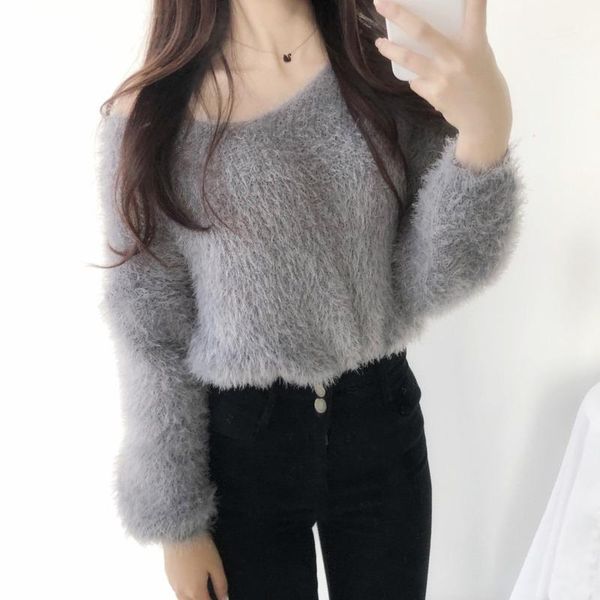 women's sweaters 2021 autumn and winter cashmere sweater women v-neck loose pink pullover korean elegant knitted 17857, White;black
women's sweaters 2021 autumn and winter cashmere sweater women v-neck loose pink pullover korean elegant knitted 17857, White;black