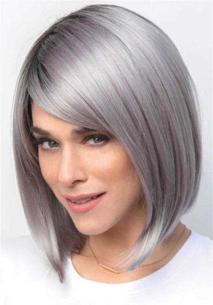 middle-aged and elderly women's straight gray white gradient color head wig short hair cover, Black
middle-aged and elderly women's straight gray white gradient color head wig short hair cover, Black