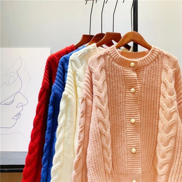 women's knits & tees pearl buttons cardigan sweater fashion coat sweet simple solid color female spring autumn loose ju1a, White
women's knits & tees pearl buttons cardigan sweater fashion coat sweet simple solid color female spring autumn loose ju1a, White