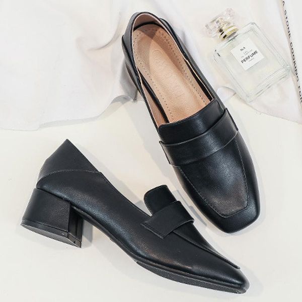 dress shoes spring chunky heels leather pumps women thick high single 2 ways wear chaussure femme mary jeans woman, Black
dress shoes spring chunky heels leather pumps women thick high single 2 ways wear chaussure femme mary jeans woman, Black