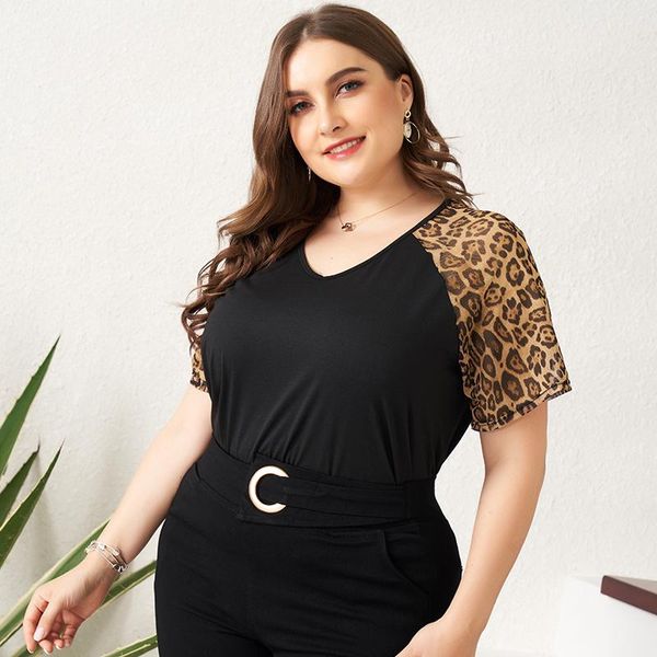 summer products ladies fashion v-neck leopard print mesh sleeve elastic loose short large size black round neck t-shi women's t-shirt, White
summer products ladies fashion v-neck leopard print mesh sleeve elastic loose short large size black round neck t-shi women's t-shirt, White