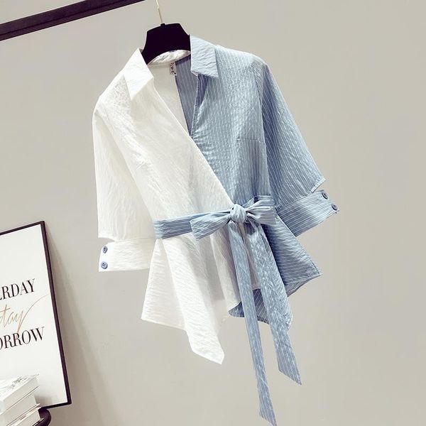 women's blouses & shirts asymmetrical patchwork women summer 2021 v-neck bandage slim elegant office lady outwear coats, White
women's blouses & shirts asymmetrical patchwork women summer 2021 v-neck bandage slim elegant office lady outwear coats, White
