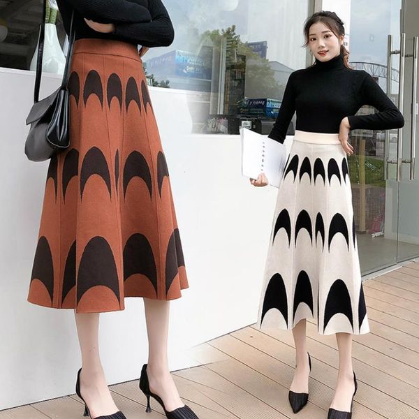 skirts winter retro long knitted skirt swing fall wool blend wave striped warm calf skater knit brown apricot, Black
skirts winter retro long knitted skirt swing fall wool blend wave striped warm calf skater knit brown apricot, Black