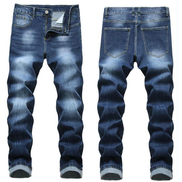 men's jeans denim high street style large size non-stretch casual frayed mid-waist trousers, Blue
men's jeans denim high street style large size non-stretch casual frayed mid-waist trousers, Blue