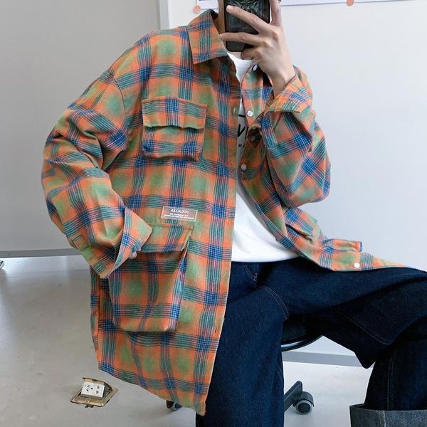 men's casual shirts 2021 plaid shirt vintage streetwear woman harajuku oversize blouse long sleeve clothing, White;black
men's casual shirts 2021 plaid shirt vintage streetwear woman harajuku oversize blouse long sleeve clothing, White;black