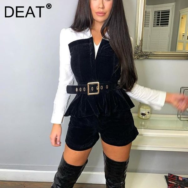women's tracksuits deat 2021 spring autumn long sleeve velvet with belt elastic shorts two piece set fashion temperament women mh334, Gray
women's tracksuits deat 2021 spring autumn long sleeve velvet with belt elastic shorts two piece set fashion temperament women mh334, Gray