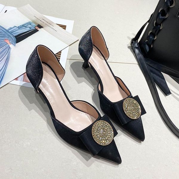 dress shoes women's plus size high-heeled 2021 style pointed toe thin heeled korean-style bowknot work, Black
dress shoes women's plus size high-heeled 2021 style pointed toe thin heeled korean-style bowknot work, Black