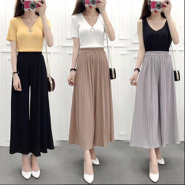 womens capris fold pleated pants trousers for women bottoms summer casual high waist students wide leg female pantalon mujer, Black;white
womens capris fold pleated pants trousers for women bottoms summer casual high waist students wide leg female pantalon mujer, Black;white