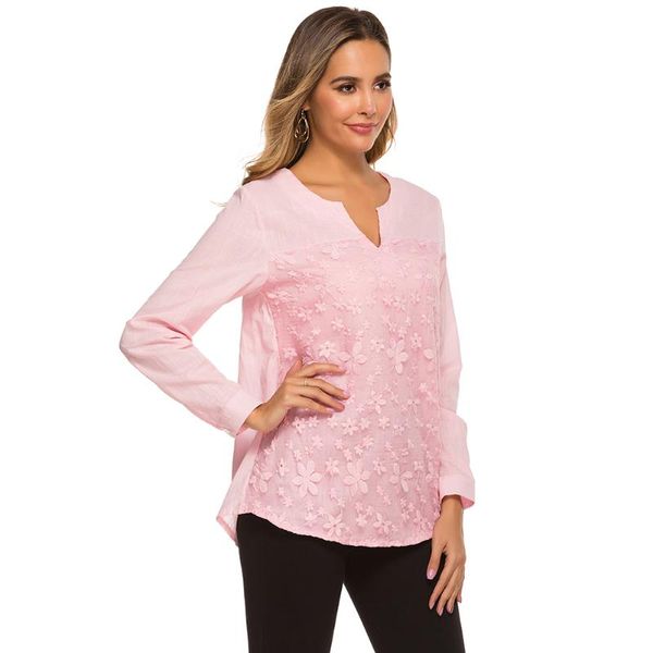 women blouse shirts 2021 solid lace embroidered long sleeve shirt casual plus size female loose elegant blouses for girl women's &, White
women blouse shirts 2021 solid lace embroidered long sleeve shirt casual plus size female loose elegant blouses for girl women's &, White
