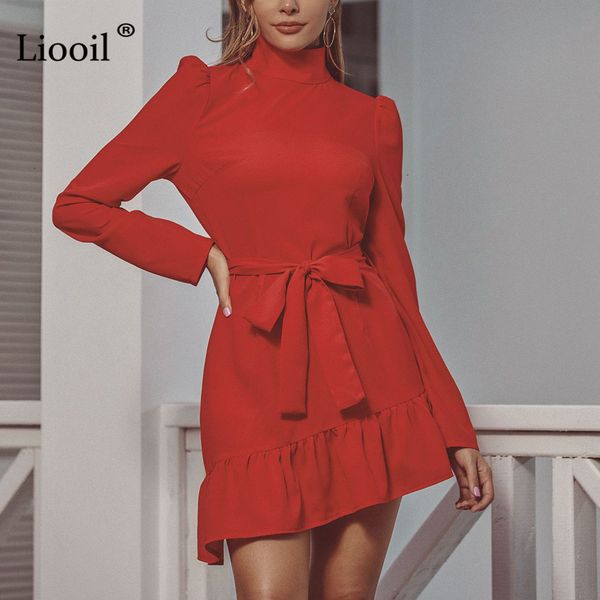dress red high waist ruffle mini dress with belts long sleeve turtleneck asymmetrical dresses woman party night club quda, Black;gray
dress red high waist ruffle mini dress with belts long sleeve turtleneck asymmetrical dresses woman party night club quda, Black;gray