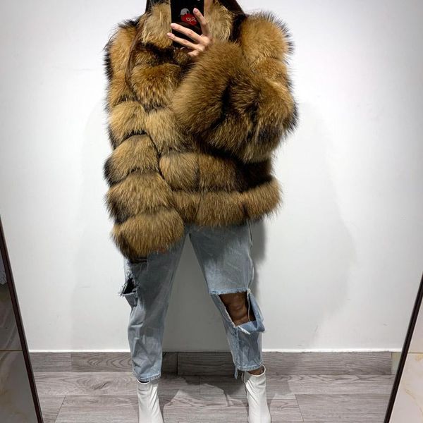women's fur & faux women natural jacket ladies real raccoon stand collar, Black
women's fur & faux women natural jacket ladies real raccoon stand collar, Black