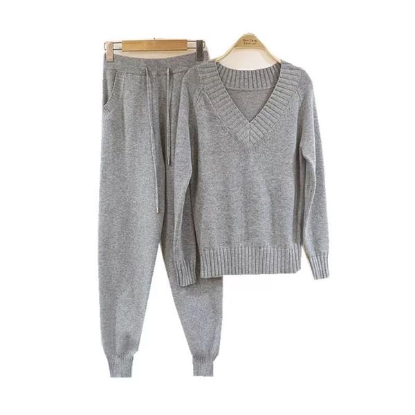 women's tracksuits knitted set autumn winter woolen and cashmere suit v neck sweater tracksuit women hoodies two-piece knit, Gray
women's tracksuits knitted set autumn winter woolen and cashmere suit v neck sweater tracksuit women hoodies two-piece knit, Gray