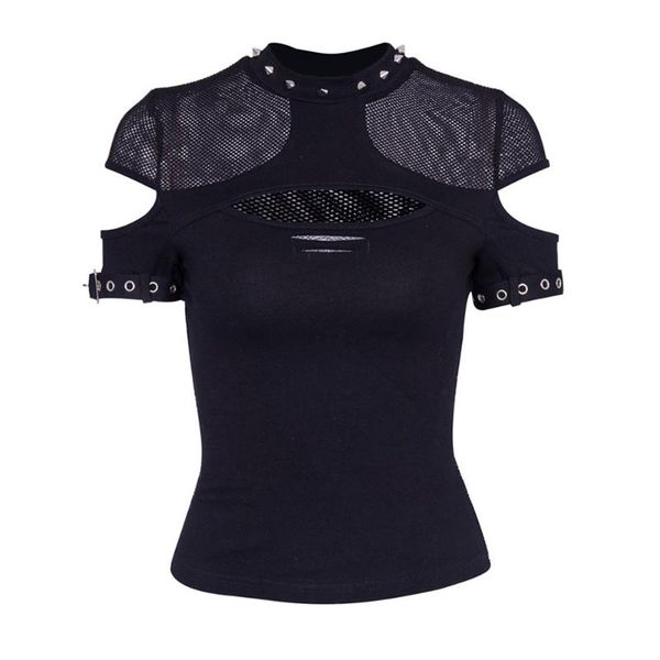 women's t-shirt gothic summer women t-shirts casual punk slim mesh hole rivet club black ol hip hop female fashion ladies goth, White
women's t-shirt gothic summer women t-shirts casual punk slim mesh hole rivet club black ol hip hop female fashion ladies goth, White