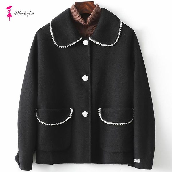 women's fur & faux 2021 spring fashion double-sided woolen coat loose clothes jacket single-breasted t244, Black
women's fur & faux 2021 spring fashion double-sided woolen coat loose clothes jacket single-breasted t244, Black