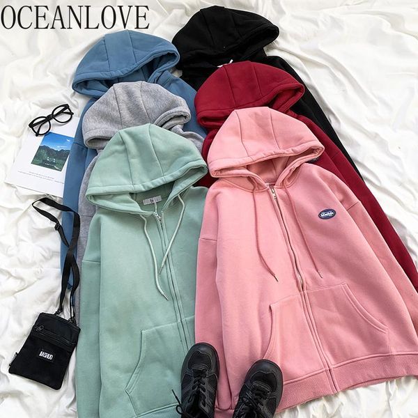 women's hoodies & sweatshirts oceanlove cute pink zip-up woman letters fleece 2021 autumn winter preppy style hooded ropa mujer 19193, Black
women's hoodies & sweatshirts oceanlove cute pink zip-up woman letters fleece 2021 autumn winter preppy style hooded ropa mujer 19193, Black