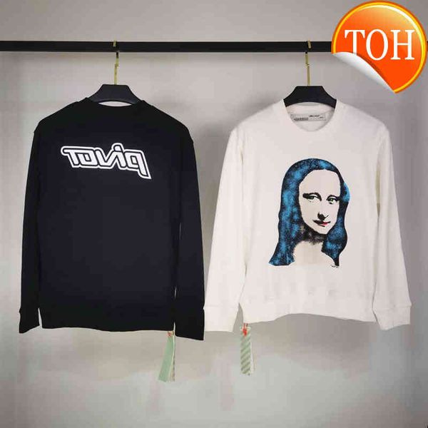 2021 off mona lisa autumn series letter printed combed cotton men's and women's round neck sweater, Black
2021 off mona lisa autumn series letter printed combed cotton men's and women's round neck sweater, Black
