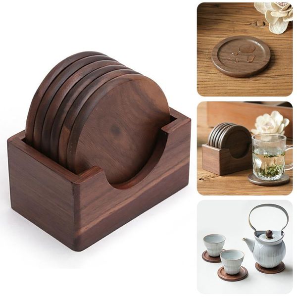 mats & pads 6 pieces wooden coasters set black walnut solid wood round table mat heat insulation pad box bottom holder placemat with
mats & pads 6 pieces wooden coasters set black walnut solid wood round table mat heat insulation pad box bottom holder placemat with