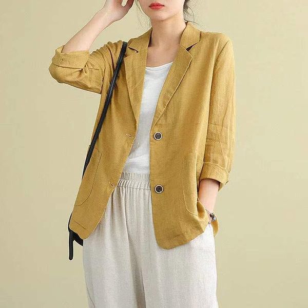 women's suits & blazers 2021 spring women literature art cotton loose long sleeve suit jacket coat femme casual clothing plus size, White;black
women's suits & blazers 2021 spring women literature art cotton loose long sleeve suit jacket coat femme casual clothing plus size, White;black