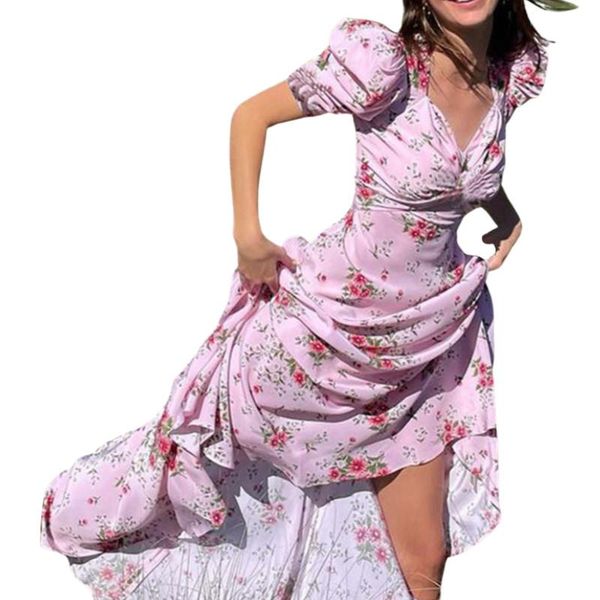 casual dresses female long dress, summer flower print v-neck short puff sleeve ruffles dress for ladies, Black;gray
casual dresses female long dress, summer flower print v-neck short puff sleeve ruffles dress for ladies, Black;gray