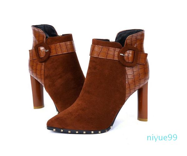 boots fashion women's shoes winter plush belt buckle mujer zapatos high heel snakeskin rivet pointed toe, Black
boots fashion women's shoes winter plush belt buckle mujer zapatos high heel snakeskin rivet pointed toe, Black