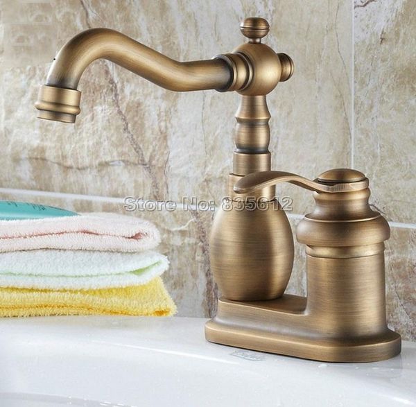 bathroom sink faucets retro antique brass single handle wash basin mixer taps / 2 hole deck mounted swivel spout vessel wnf261
bathroom sink faucets retro antique brass single handle wash basin mixer taps / 2 hole deck mounted swivel spout vessel wnf261