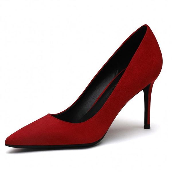 dress shoes fashion genuine kid suede leather 8cm/10cm high heels women office lady pointed toe pumps m0032, Black
dress shoes fashion genuine kid suede leather 8cm/10cm high heels women office lady pointed toe pumps m0032, Black