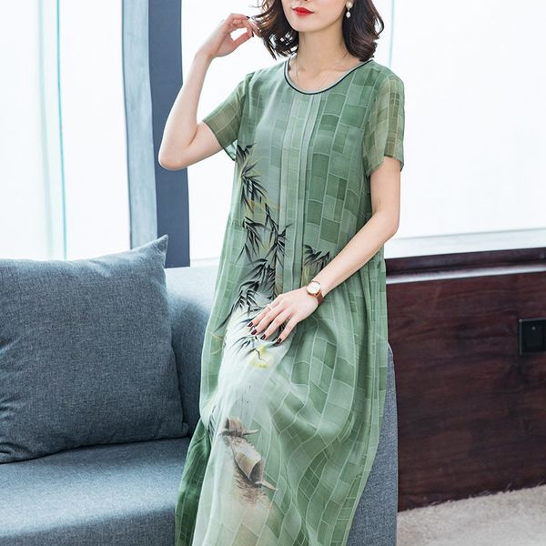 dressed in silk printed ladies mid-fashion casual fashion o-neck summer loose size large satin dress women's short sleeve r94 co57, Black;gray
dressed in silk printed ladies mid-fashion casual fashion o-neck summer loose size large satin dress women's short sleeve r94 co57, Black;gray