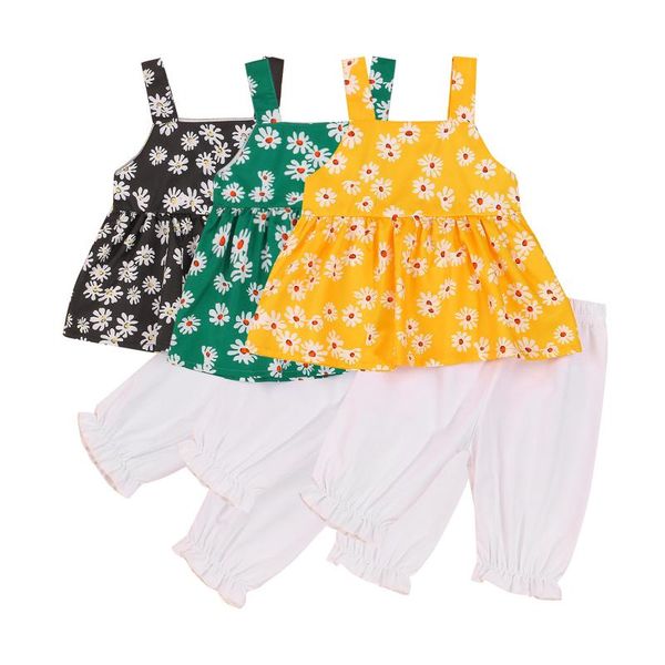 clothing sets 1-4years toddler girls 2pcs summer outfits, sleeveless daisy print strap + pants set, White
clothing sets 1-4years toddler girls 2pcs summer outfits, sleeveless daisy print strap + pants set, White