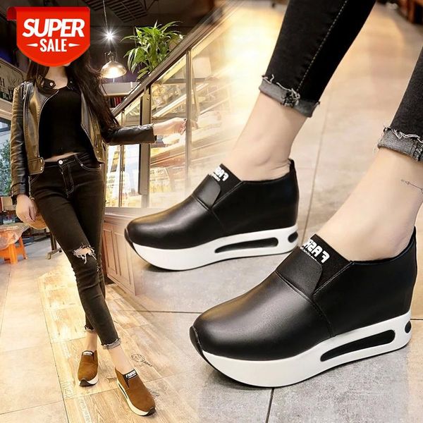fashion shoes woman sneakers spring autumn women pu flat thick bottom shoes slip on boots casual platform increase within #p51k