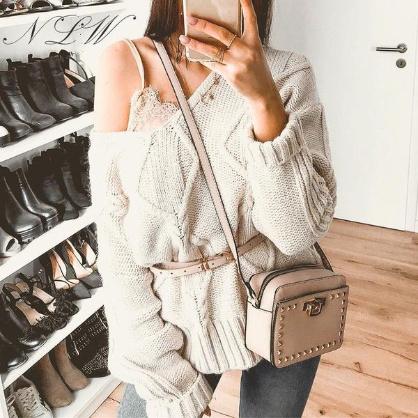 women's sweaters nlw v neck vintage thick sweater women 2021 autumn winter long sleeve oversized jumper white streetwear fashion chic p, White;black
women's sweaters nlw v neck vintage thick sweater women 2021 autumn winter long sleeve oversized jumper white streetwear fashion chic p, White;black